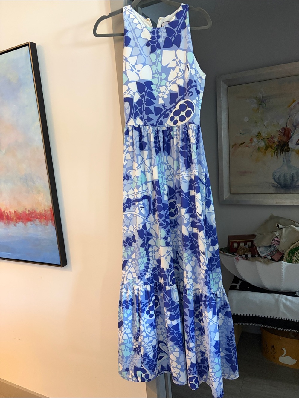Blue Floral Maxi Dress - Sleeveless Summer Dress CK BRADLEY